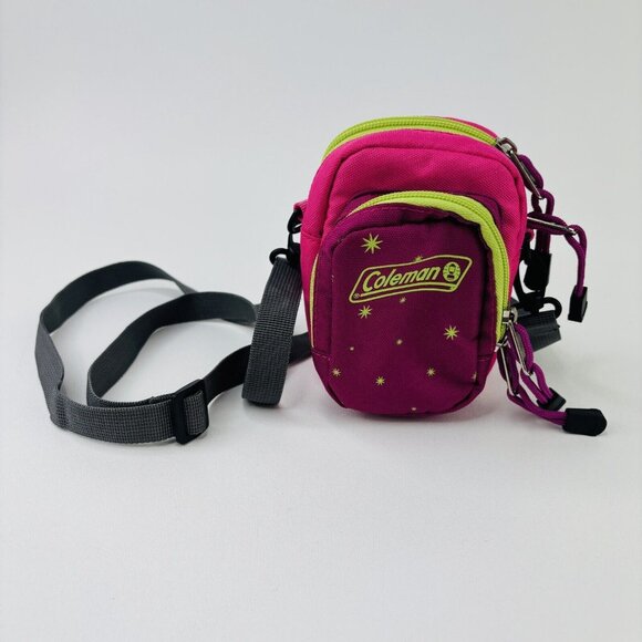 Coleman Trek Pack Bag Mini Adjustable Strap Hiking Camping Zip Buckle Pink Green - Picture 1 of 8